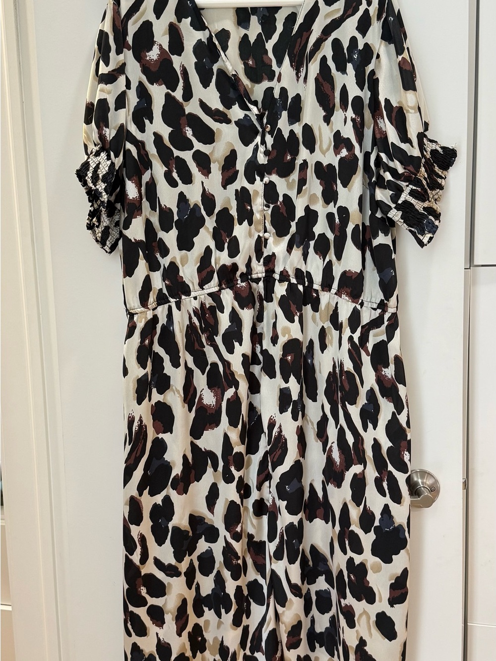 ASOS Simply Be Animal-Print Midi Dress in Cream, Black & Brown